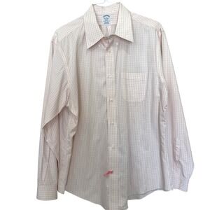 Brooks Brothers 1818 Regent Dress Shirt Size XL Men Gingham‎ Pink Button Up